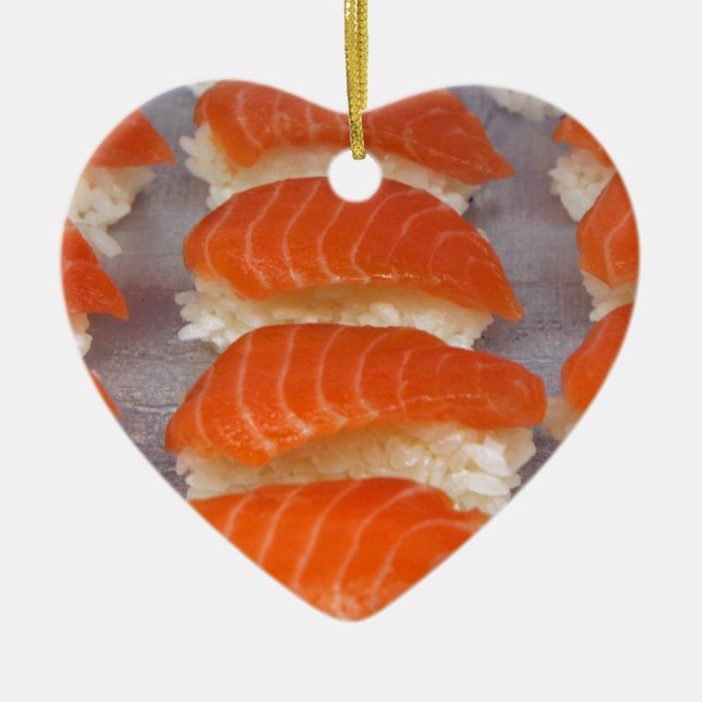 Salmon Sushi - Sashimi Ceramic Ornament (Front)