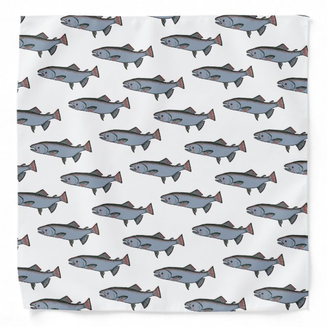 Salmon Swimming Pattern PNW Fishing Fish Bandana (Front)