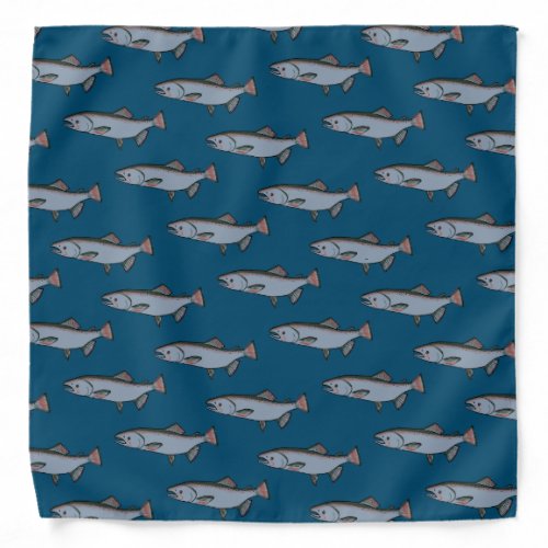 Salmon Swimming Pattern PNW Fishing Fish Bandana