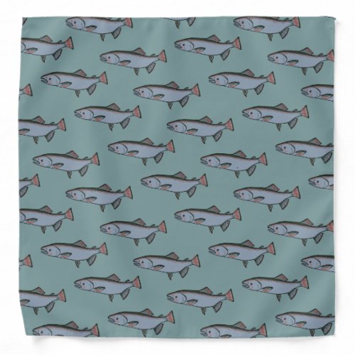 Salmon Swimming Pattern PNW Fishing Fish  Bandana