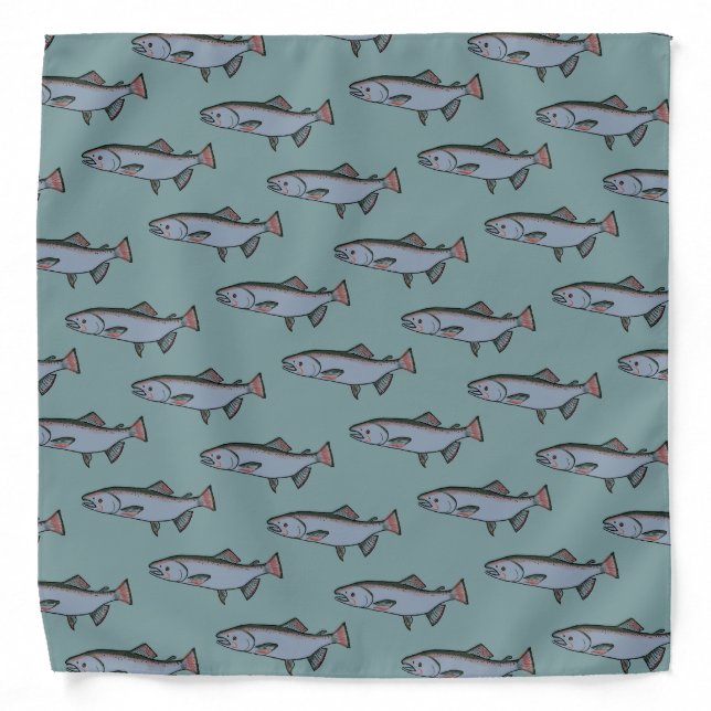 Salmon Swimming Pattern PNW Fishing Fish  Bandana (Front)
