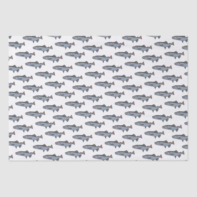 Salmon Swimming Pattern PNW Fishing Fish Gift Wrap Tissue Paper (Front)