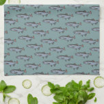 Salmon Swimming Pattern PNW Fishing Fish Kitchen Towel<br><div class="desc">Decorate your kitchen with this cool art towel. Makes a great housewarming,  birthday or wedding gift! 
You can customize it and add text too.
Check my shop for lots more colors and patterns!</div>