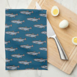 Salmon Swimming Pattern PNW Fishing Fish  Kitchen Towel<br><div class="desc">Decorate your kitchen with this cool art towel. Makes a great housewarming,  birthday or wedding gift! 
You can customize it and add text too.
Check my shop for lots more colors and patterns!</div>