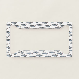 Salmon Swimming Pattern PNW Fishing Fish Nature  License Plate Frame