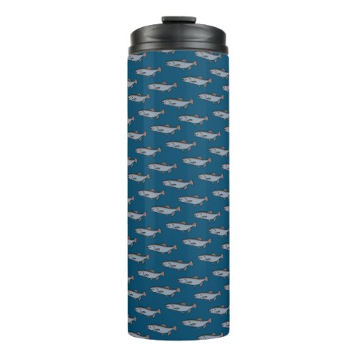 Salmon Swimming Pattern PNW Fishing Fish River Thermal Tumbler