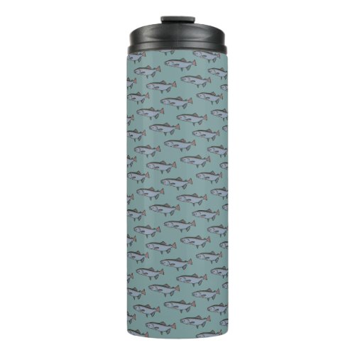 Salmon Swimming Pattern PNW Fishing Fish River  Thermal Tumbler