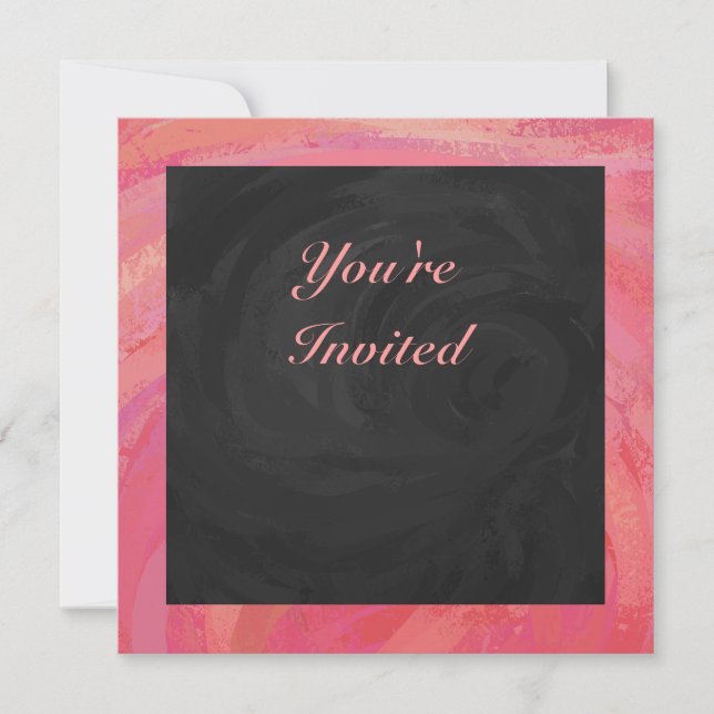 Salmon Swirl and Black Party Invitation (Front)
