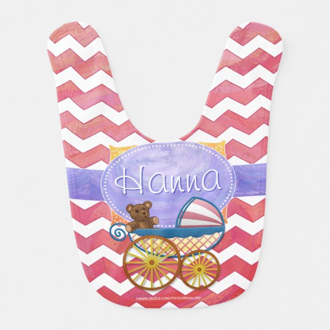 Salmon Swirl Baby Stuff Baby Bib (Front)