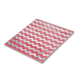 Salmon Swirl Chevron Pattern Ceramic Tile