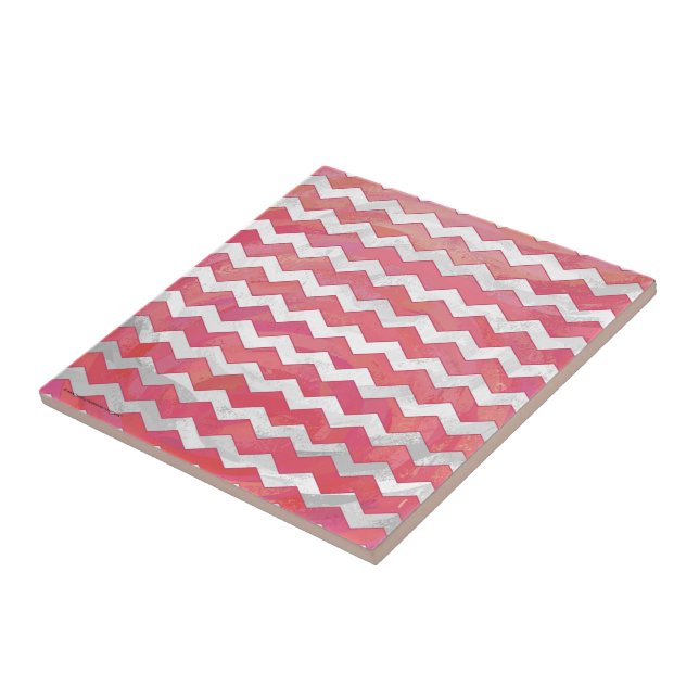 Salmon Swirl Chevron Pattern Ceramic Tile (Side)