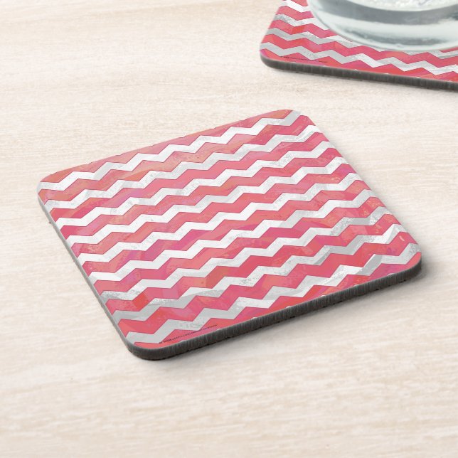 Salmon Swirl Chevron Pattern Drink Coaster (Left Side)
