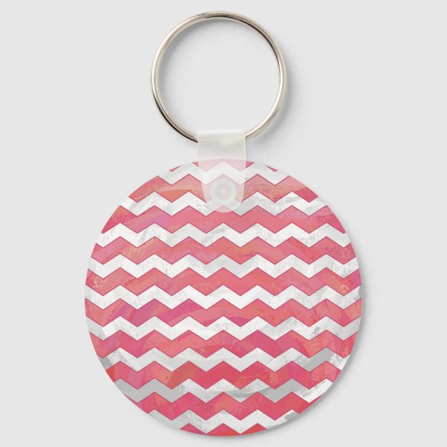 Salmon Swirl Chevron Pattern Keychain (Front)