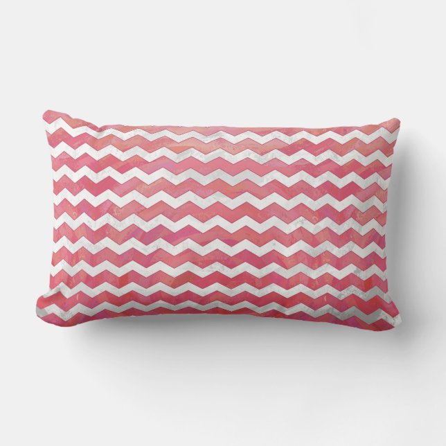 Salmon Swirl Chevron Pattern Lumbar Pillow (Front)