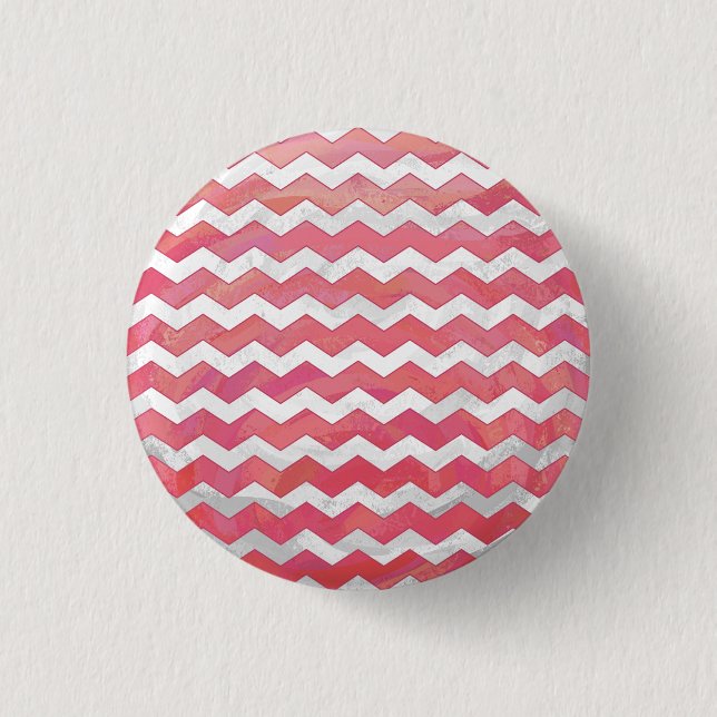 Salmon Swirl Chevron Pattern Pinback Button (Front)