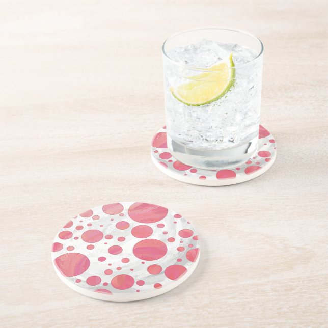 Salmon Swirl Dot Pattern Drink Coaster (Side)