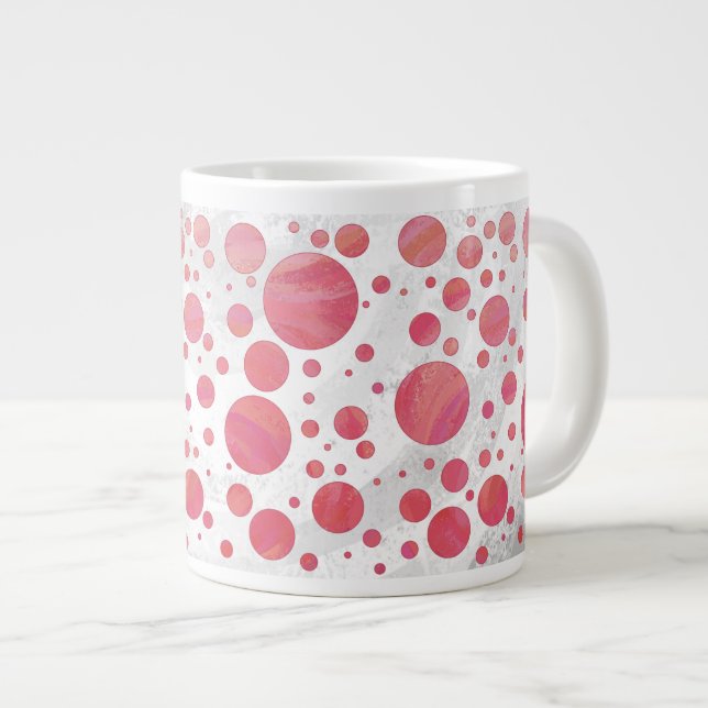 Salmon Swirl Dot Pattern Giant Coffee Mug (Front Right)