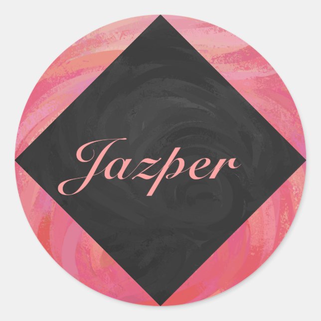 Salmon Swirl Monogram Classic Round Sticker (Front)