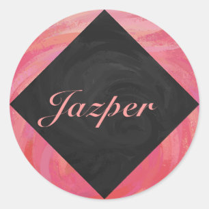 Salmon Swirl Monogram Classic Round Sticker