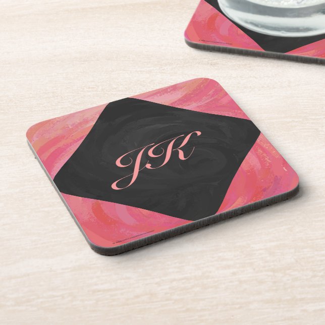 Salmon Swirl Monogram Drink Coaster (Left Side)
