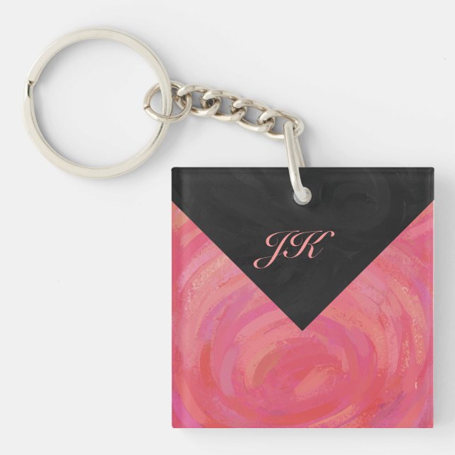 Salmon Swirl Monogram Keychain (Front)