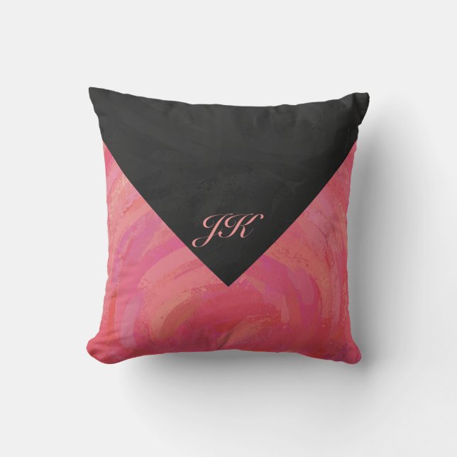 Salmon Swirl Monogram Throw Pillow (Front)