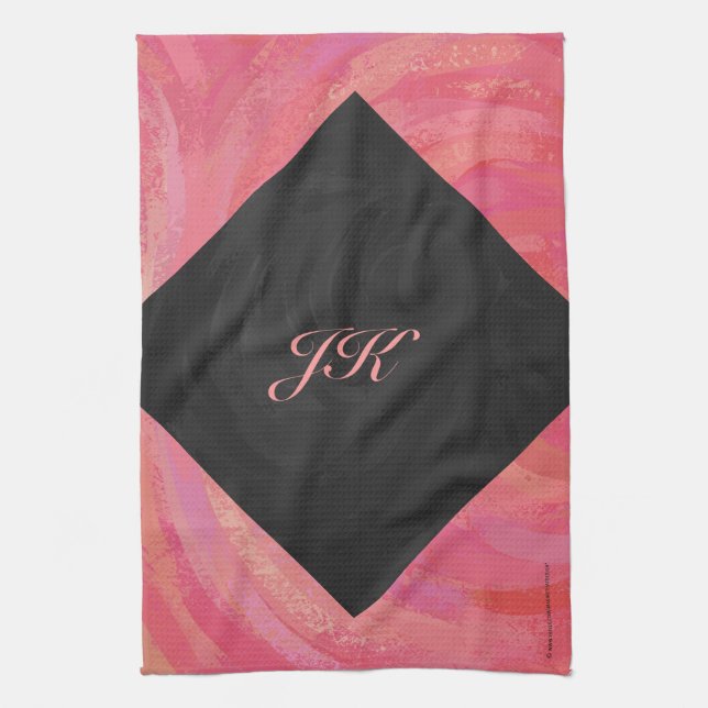 Salmon Swirl Monogram Towel (Vertical)