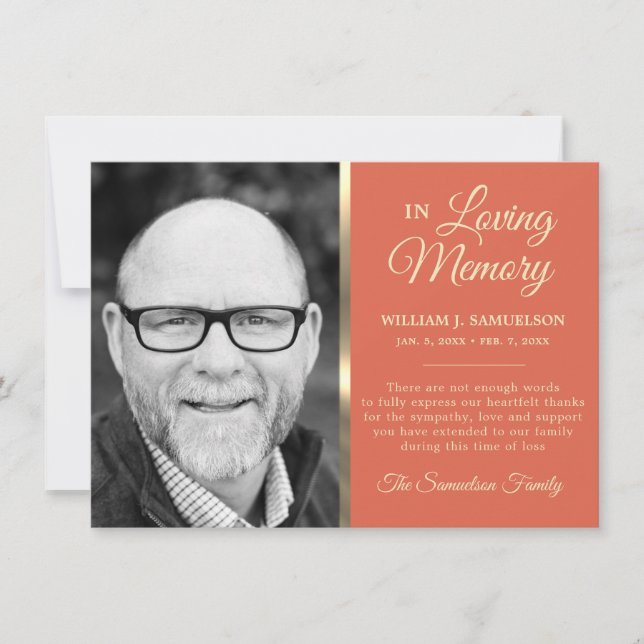 Salmon Sympathy Funeral Memory THANK YOU Photo (Front)