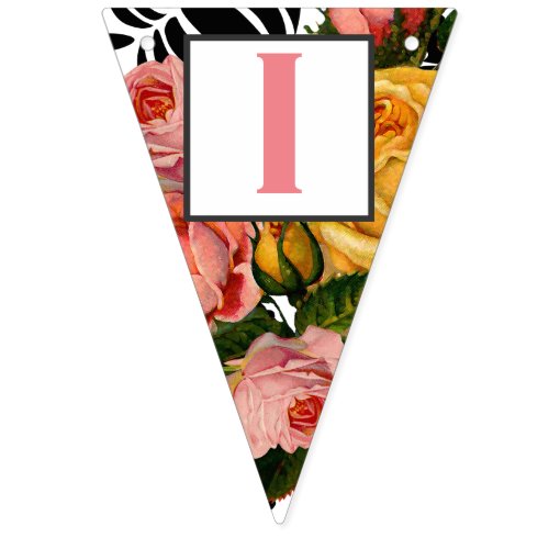 Salmon Text Heirloom Rose Floral Patten Baby Girl Bunting Flags Zazzle