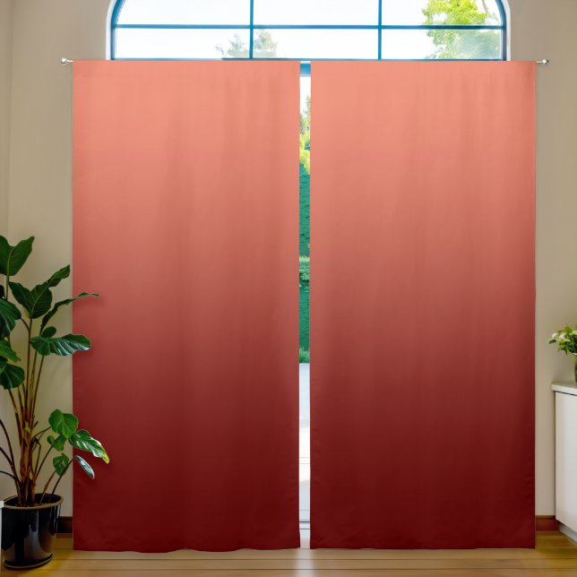 Salmon to Dark Red Gradient Blackout Curtains (Living Room)
