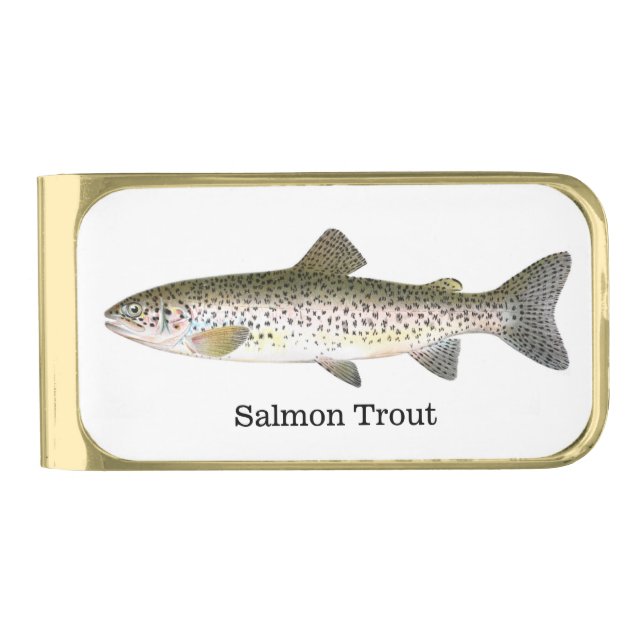 Salmon Trout Fish Gold Finish Money Clip (Front)