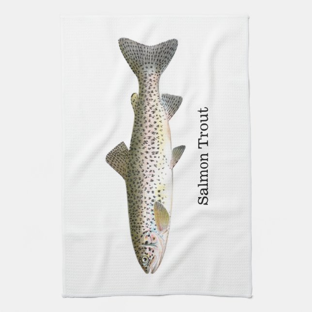 Salmon Trout Fish Kitchen Towel (Vertical)