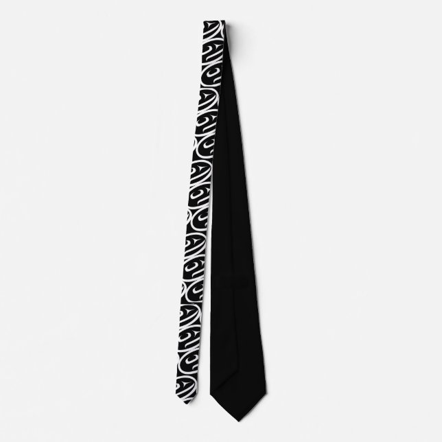 Salmon Trout Head Black & White Neck Tie (Back)