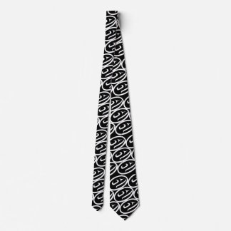 Salmon Trout Head Black & White Neck Tie