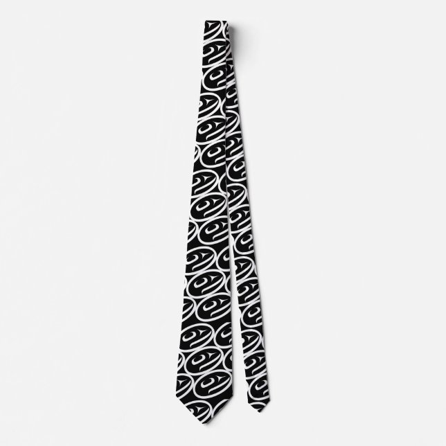 Salmon Trout Head Black & White Tie (Front)