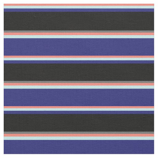 Salmon, Turquoise, Midnight Blue, Black & Dim Grey Fabric