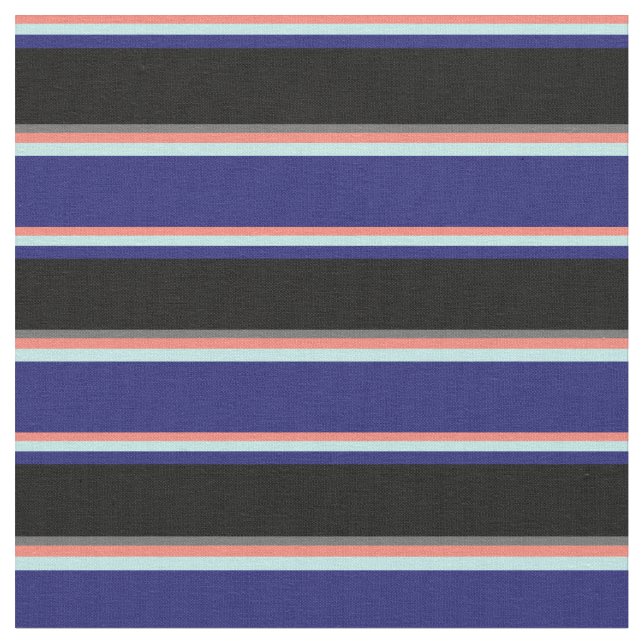 Salmon, Turquoise, Midnight Blue, Black & Dim Grey Fabric (Close Up)