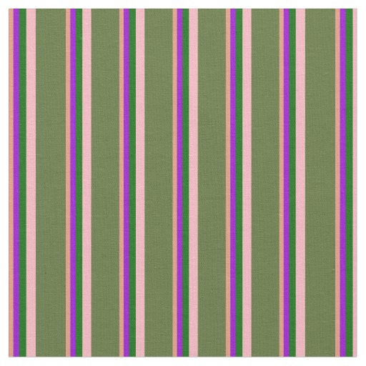 Salmon, Violet, Green, Light Pink & Olive Green Fabric