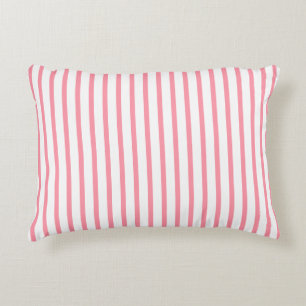 Salmon White Stripes Teal Name Accent Pillow