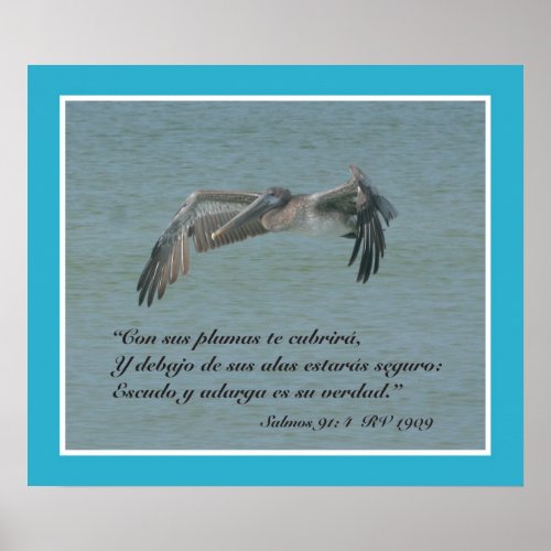 Salmos 914 con Pelicano Volando Cartel Poster