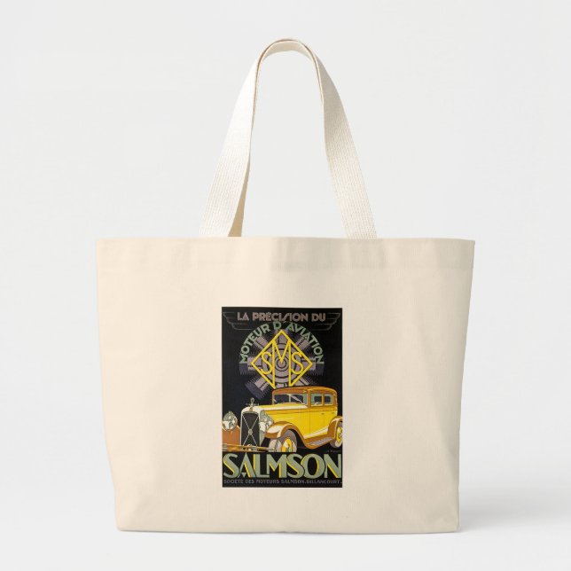 Salmson Autombiles - Moteur D' Aviation Large Tote Bag (Front)