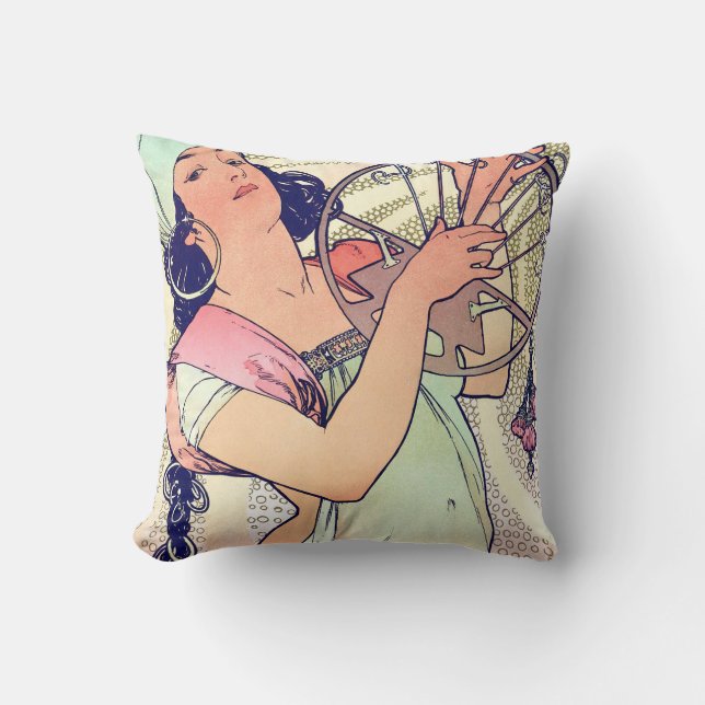 Salome, Alphonse Mucha Throw Pillow (Front)