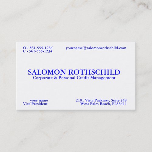 SALOMON ROTHSCHILD BUSINESS CARD TEMPLATE