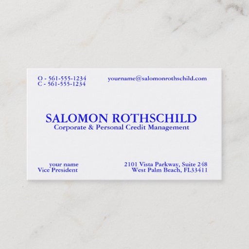 Customizable SALOMON ROTHSCHILD BUSINESS CARD TEMPLATE