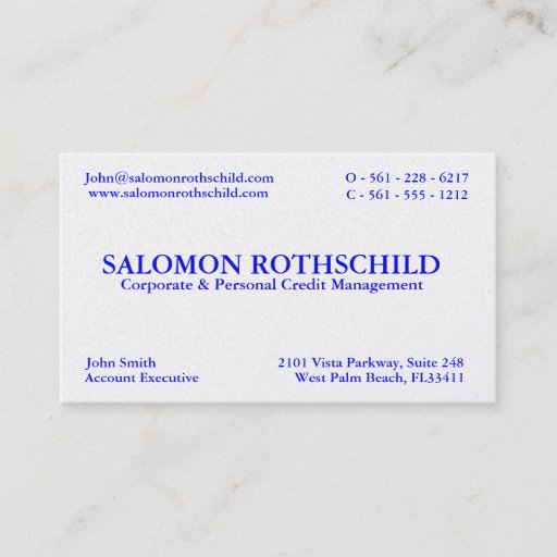 Customizable SALOMON ROTHSCHILD BUSINESS CARD TEMPLATES