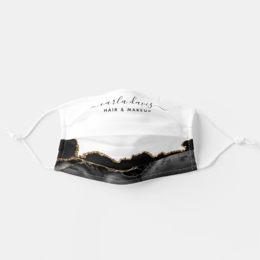 Salon Agate Black And Gold Marble Adult Cloth Face Mask (Front, Unfolded)
