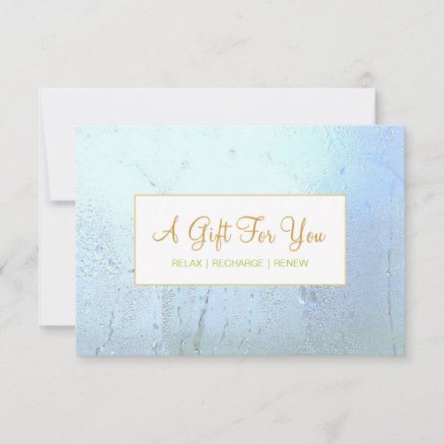 Salon and Spa Aqua Blue Glass Gift Certificate Personalized Invitation