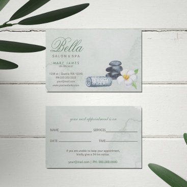 salon and spa business card appointment card