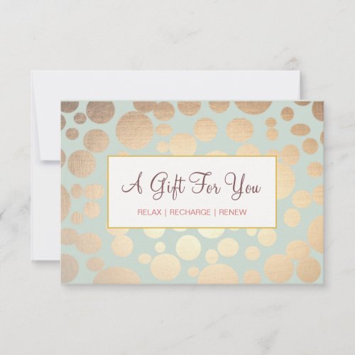 Salon and Spa Faux Gold Leaf Look Gift Certificate Invites