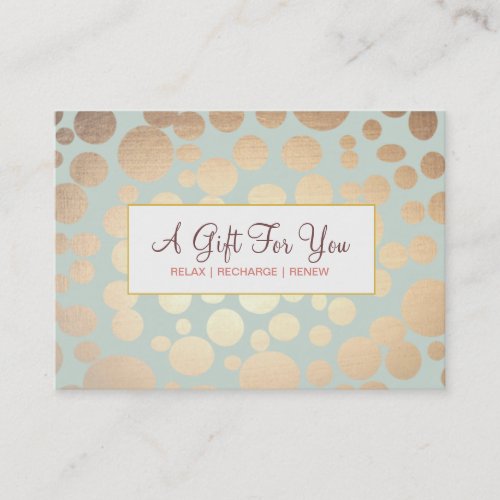 Salon and Spa Faux Gold Leaf Look Gift Certificate Business Card Template